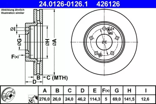 ATE Brake Disc (24.0126-0126.1)