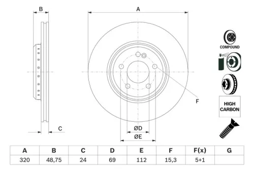 BOSCH Brake Disc (0986479G39)