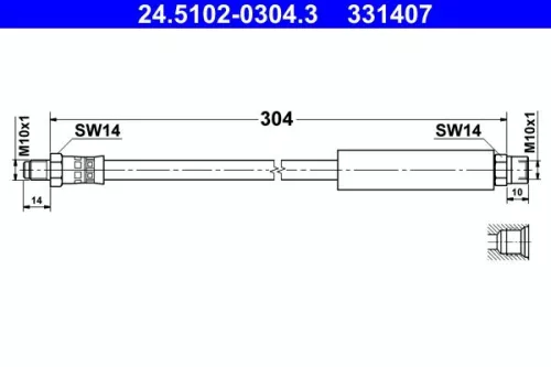 ATE Brake Hose (24.5102-0304.3)