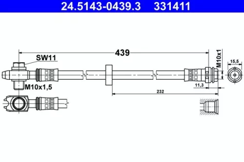 ATE Brake Hose (24.5143-0439.3)