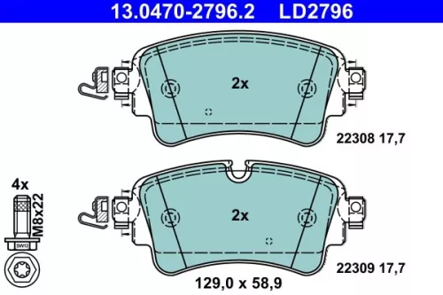 ATE Brake Pad Set, disc brake (13.0470-2796.2)