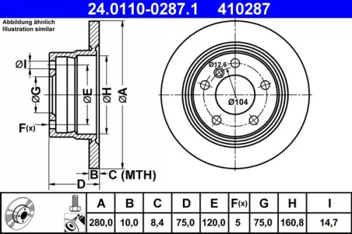 ATE Brake Disc (24.0110-0287.1)