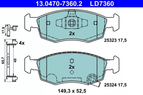 ATE Brake Pad Set, disc brake (13.0470-7360.2)