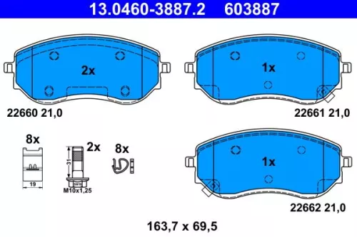 ATE Brake Pad Set, disc brake (13.0460-3887.2)