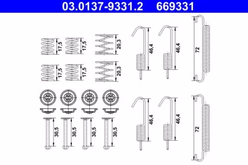 ATE Accessory Kit, parking brake shoes (03.0137-9331.2)