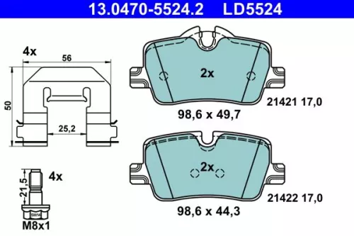 ATE Brake Pad Set, disc brake (13.0470-5524.2)
