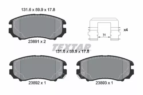 TEXTAR Brake Pad Set, disc brake (2389105)