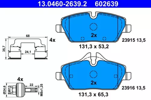 ATE Brake Pad Set, disc brake (13.0460-2639.2)