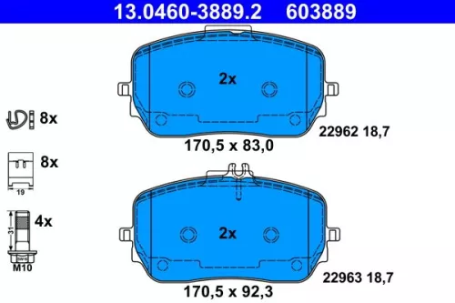 ATE Brake Pad Set, disc brake (13.0460-3889.2)