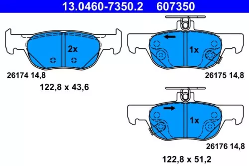 ATE Brake Pad Set, disc brake (13.0460-7350.2)