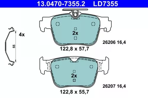ATE Brake Pad Set, disc brake (13.0470-7355.2)