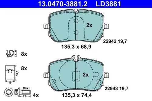 ATE Brake Pad Set, disc brake (13.0470-3881.2)