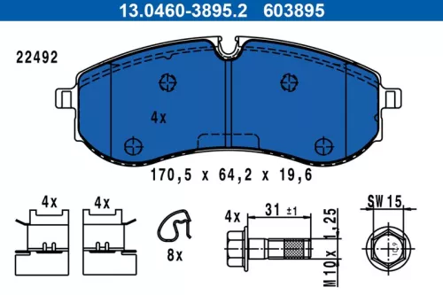 ATE Brake Pad Set, disc brake (13.0460-3895.2)