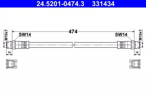 ATE Brake Hose (24.5201-0474.3)