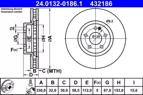 ATE Brake Disc (24.0132-0186.1)