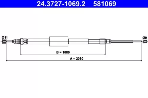ATE Cable Pull, parking brake (24.3727-1069.2)