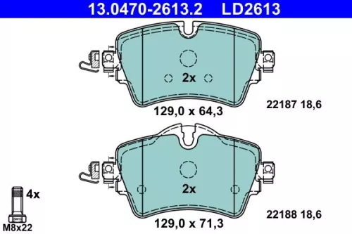 ATE Brake Pad Set, disc brake (13.0470-2613.2)
