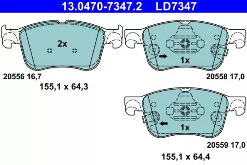 ATE Brake Pad Set, disc brake (13.0470-7347.2)