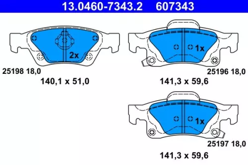 ATE Brake Pad Set, disc brake (13.0460-7343.2)