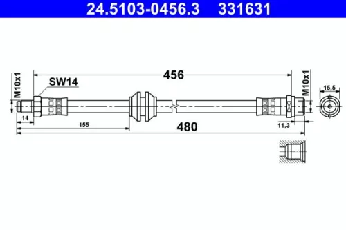 ATE Brake Hose (24.5103-0456.3)