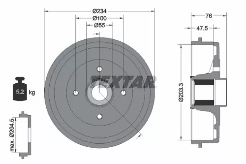 TEXTAR Brake Drum (94045800)