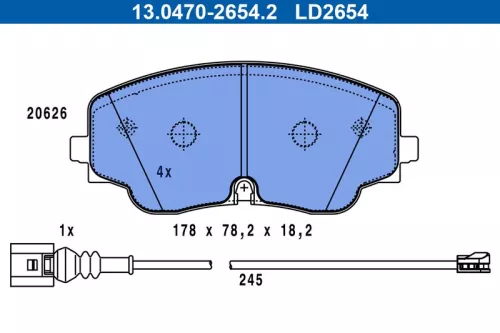 ATE Brake Pad Set, disc brake (13.0470-2654.2)