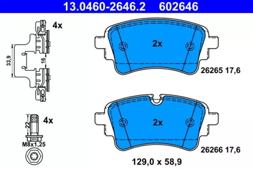 ATE Brake Pad Set, disc brake (13.0460-2646.2)