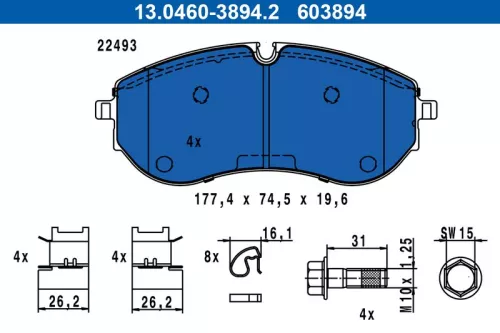 ATE Brake Pad Set, disc brake (13.0460-3894.2)