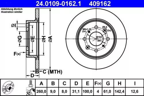 ATE Brake Disc (24.0109-0162.1)