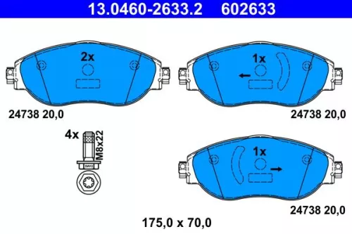 ATE Brake Pad Set, disc brake (13.0460-2633.2)