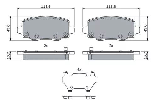 BOSCH Brake Pad Set, disc brake (0986424961)