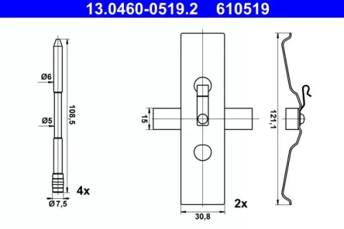 ATE Accessory Kit, disc brake pad (13.0460-0519.2)