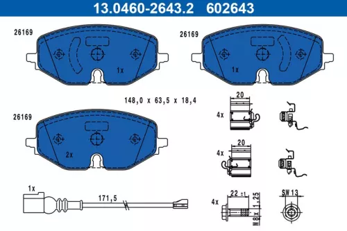 ATE Brake Pad Set, disc brake (13.0460-2643.2)