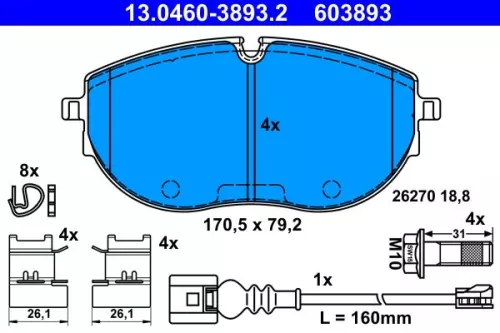 ATE Brake Pad Set, disc brake (13.0460-3893.2)