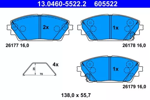 ATE Brake Pad Set, disc brake (13.0460-5522.2)