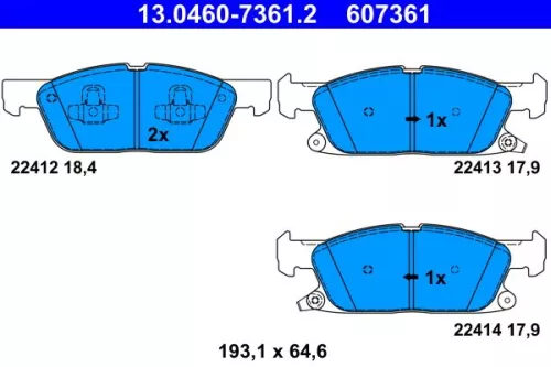 ATE Brake Pad Set, disc brake (13.0460-7361.2)