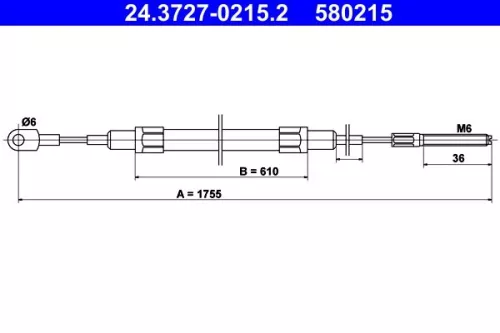 ATE Cable Pull, parking brake (24.3727-0215.2)