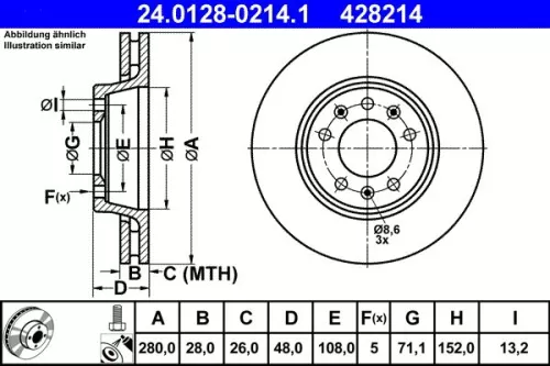ATE Brake Disc (24.0128-0214.1)