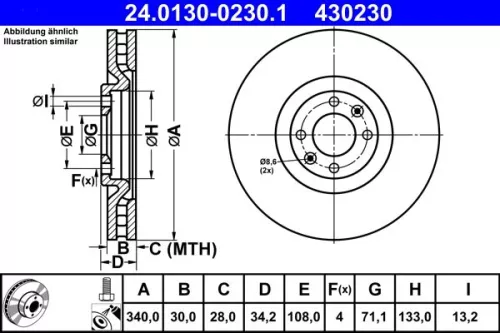 ATE Brake Disc (24.0130-0230.1)