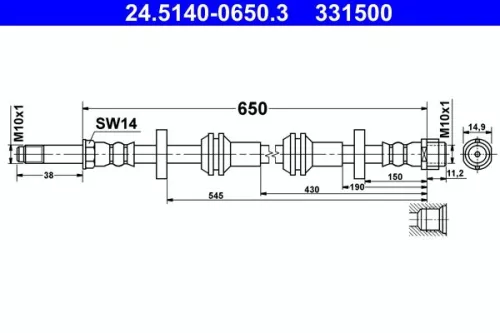 ATE Brake Hose (24.5140-0650.3)