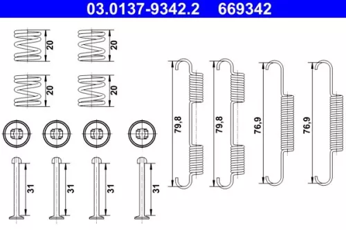 Accessory Kit, parking brake shoes