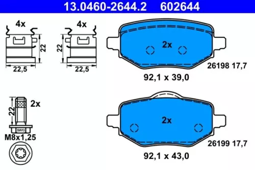 ATE Brake Pad Set, disc brake (13.0460-2644.2)