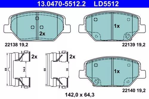 ATE Brake Pad Set, disc brake (13.0470-5512.2)