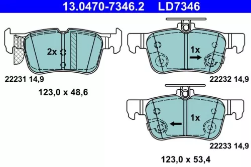 ATE Brake Pad Set, disc brake (13.0470-7346.2)