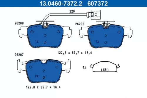 ATE Brake Pad Set, disc brake (13.0460-7372.2)