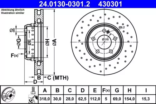 ATE Brake Disc (24.0130-0301.2)