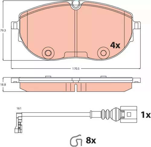 TRW Brake Pad Set, disc brake (GDB2486)