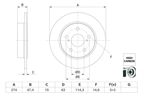 BOSCH Brake Disc (0986479H62)