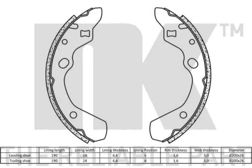 NK Brake Shoe Set (2732500)