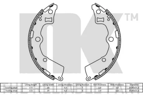 NK Brake Shoe Set (2735750)